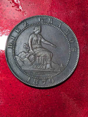 1870 SPAIN 10 DIEZ CENTIMOS  COIN #959