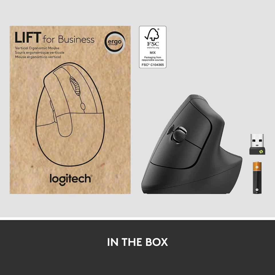 Logitech Lift for Business, Vertical Ergonomic Mouse, Wireless, Bluetooth or Sec - Image 4 of 4