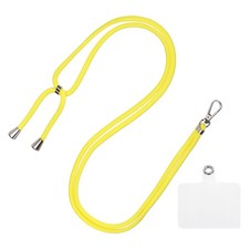 Phone Lanyard Adjustable Neck Lanyard with Transparent Patch Bright Yellow