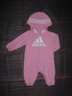 Adidas Baby Girls Pink Long Sleeve Hooded Romper Jumpsuit 9 Months — photo 1