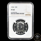 1964 PF68 Proof  Kennedy 90 % Silver Half Dollar NGC Graded
