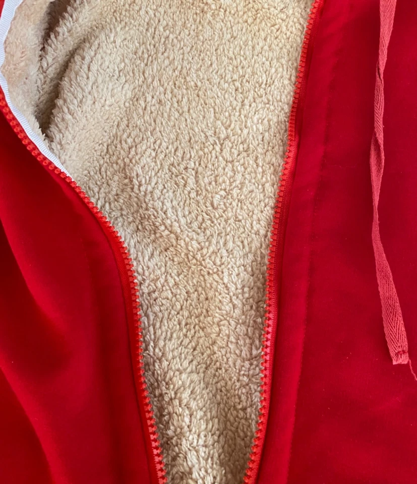 Rote warme Jacke Sweatjacke  mit kuscheligem Teddy Futter  Gr.L -XL  mit Kapuze - Bild 2 von 2