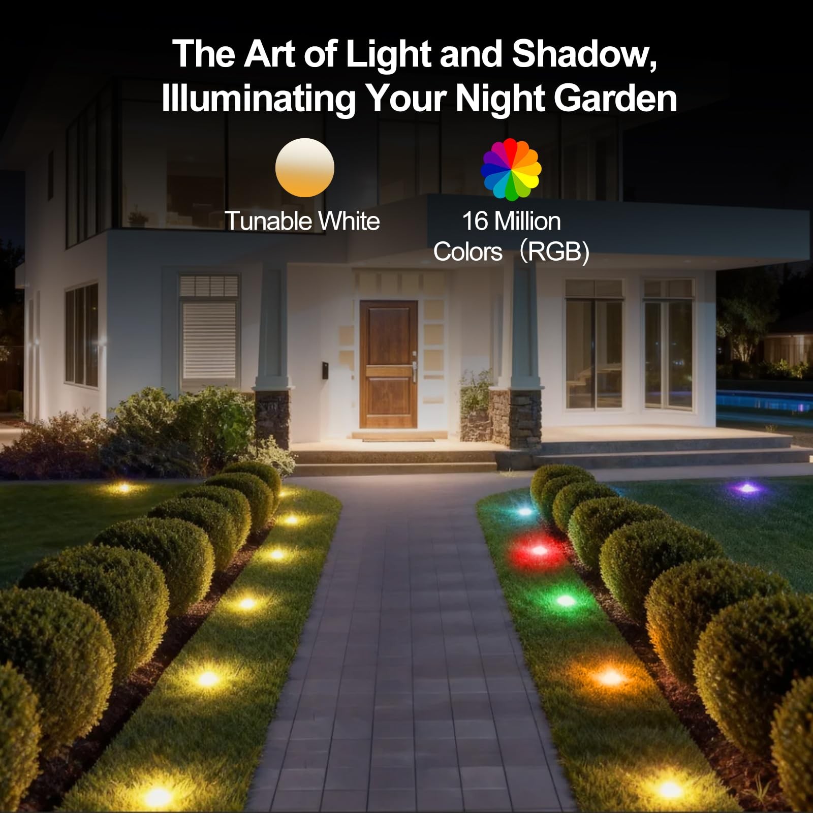 Outdoor Ground Lights, 50FT Smart RGB Pathway Lights with APP/Remote Control,...