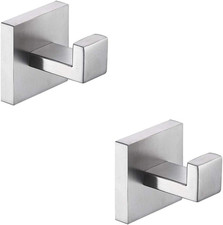 Bath Towel Hooks Brushed Nickel, 2 Pack Stainless Steel Robe Coat and Clothes Ho