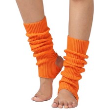 Women's 16.9" Knitted Ribbed Stretchy Stirrup Ankle Leg Warmers For Yoga