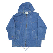 EMI DENIM Womens Denim Jacket Blue Hooded L