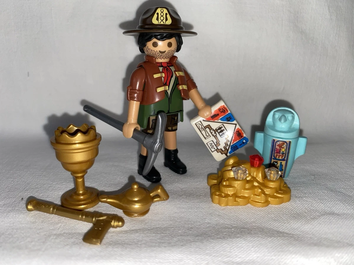 Accessoires Playmobil Égyptiens - Canope Bleue Tête De Chacal + Pyramide - Réf. 5386 Et 9542 - Occasion