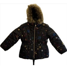 R 1881 by S. Rothschild NWOT Girls Coat Black Quilted Puffer Star Hooded 3T