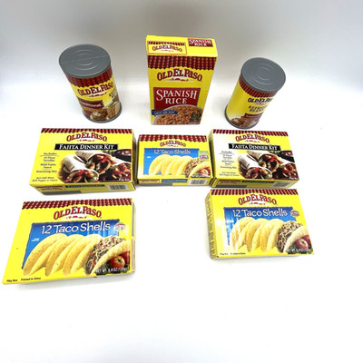 OLD EL PASO Play Pretend Food Toys Taco Fajita Beans-31 Pcs Plastic & Cardboard