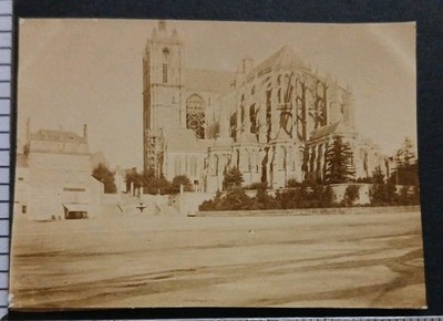 D72 Le Mans C.1898 Kathedrale in Arbeit + Café Sarthe Foto alt Frankreich
