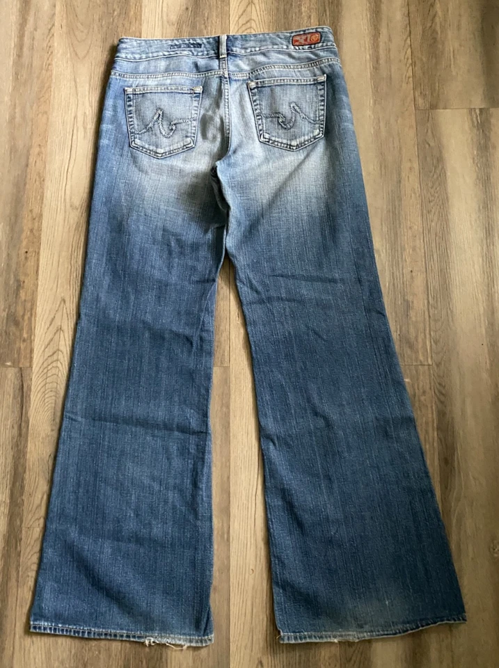 Jeans feminino Adriano Goldschmied AG The Mona Y2K perna larga tamanho 32R cintura baixa - Imagem 2 de 4