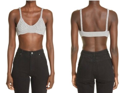 NWT ISA BOULDER Cableguy Cable Knit Bra/Bralette Sz M/Medium $160 Gray 8/10