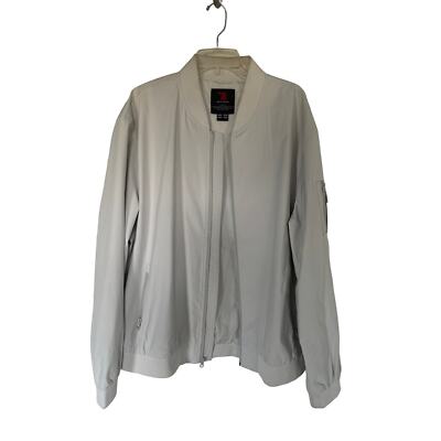Men's Nylon Windbreaker Jacket Size 2XL Cream White Full Zip Pockets Date Night