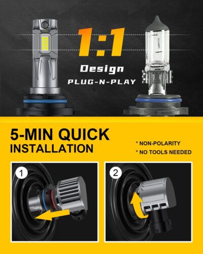 2pcs/Set 9006 HB4 Headlights 20000 Lumens Car LED Bulb E4P White 6500K 100W - Picture 4 of 6