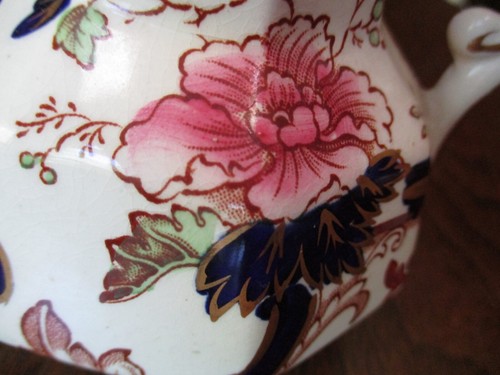 ANTQ 4 3/4"high MASON'S IRONSTONE "MANDALAY BLUE MULTICOLOR" 24K CREAMER ENGLAND - Picture 4 of 20