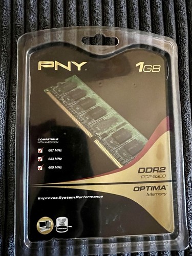 NIP PNY 1gb PC Memory DDR2 PC2-5300 RAM Stick - Picture 1 of 2