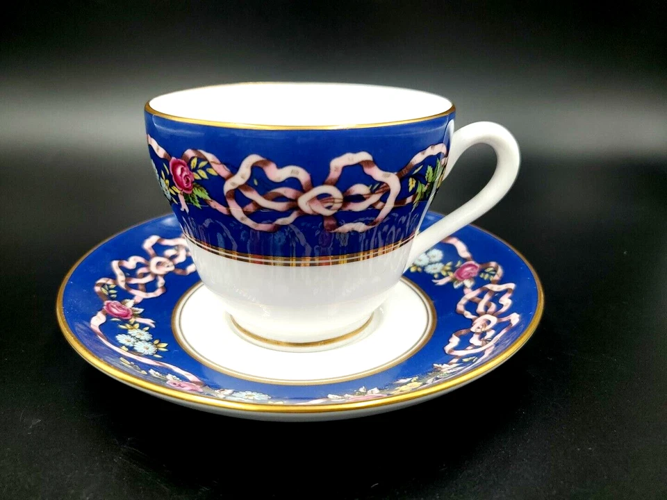 Spode Ribbons and Roses footed Cup & Saucer Y855-Q EUC - Image 2 of 4
