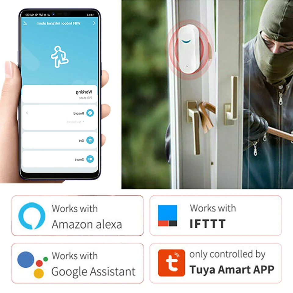 Wireless Wifi Home Window Door Burglar Security Alarm Sensor System Alexa Google - Image 3 of 4