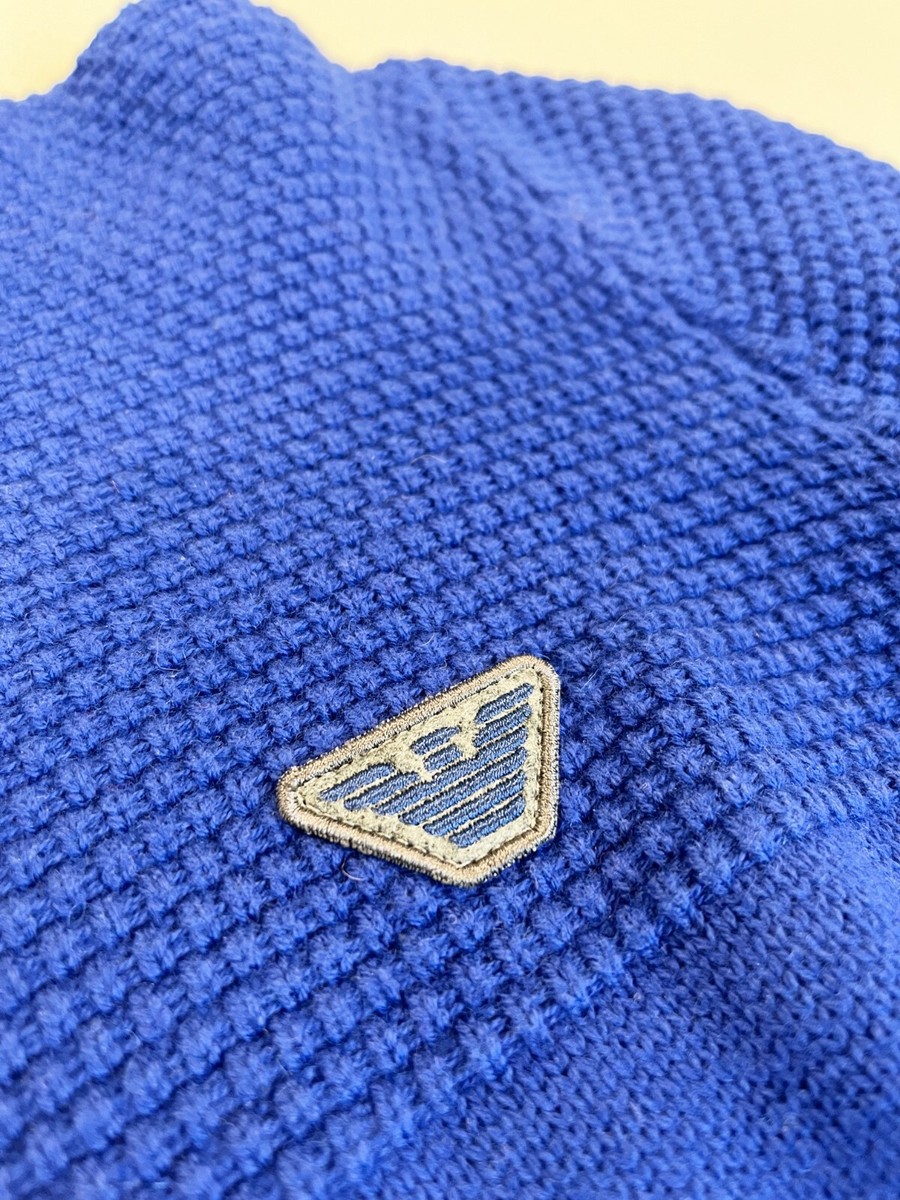 アルマーニジュニア16A NEW ARMANI JUNIOR Boys Size16A/Y Logo Blue Sweater Young Man Size