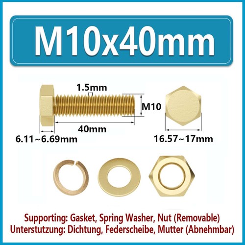 Tornillos hexagonales de latón M3 ~ M16 con tuercas y arandelas y pernos completamente roscados - Imagen 59 de 97