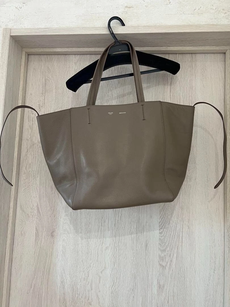 CELINE Cabas borsa tote orizzontale borsa a tracolla pelle tortora USATA originale #S2142
