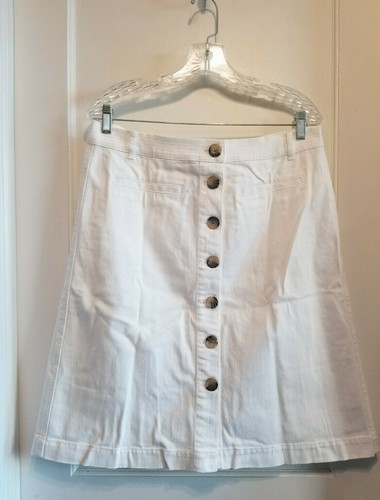 Falda pequeña denim Ann Taylor, blanca de invierno, algodón, talla 14P, nueva con etiquetas - Imagen 4 de 9