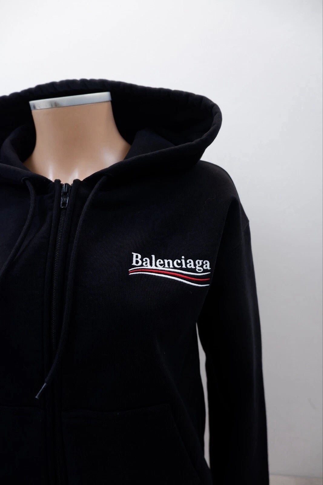 Balenciaga donna cropped zip felpa giacca felpa taglia L grande nero logo