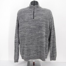 Via Europa Mens Knit 1/4 Zip Pullover Sweater Size Large Gray