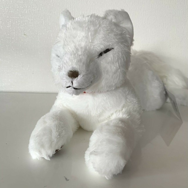 White Fox Stuffed Plush Lying on Your Lap M Size 60cm Japan Animal