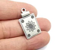 2 Pcs Flower Unique Dangle Charms Antique Silver Plated jewelry accessories