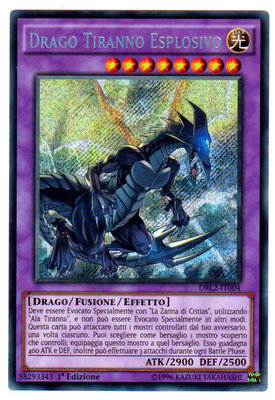 YUGIOH Secret Rare EXPLOSIVE TYRANN DRACHE (Tyrant Burst Dragon) DRL2-IT004 EXPLOSIV