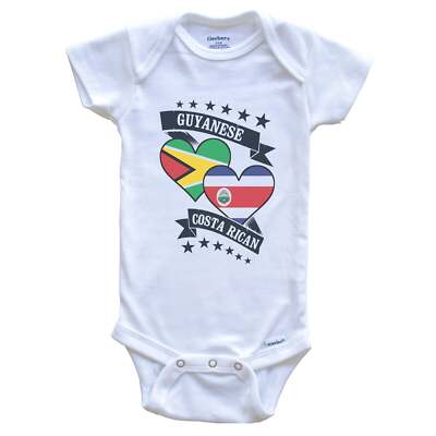 Guyanese Costa Rican Heart Flags Guyana Costa Rica Baby Bodysuit