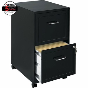 File Cabinet Black 2 Drawer Mobile Locking Hanging File Folders Ebay