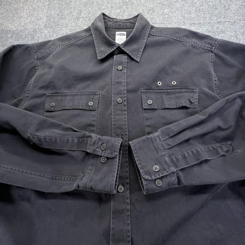 Chemise vintage ancienne marine homme L bleu nuit noir poids lourd utilitaire toile usée - Photo 5/11