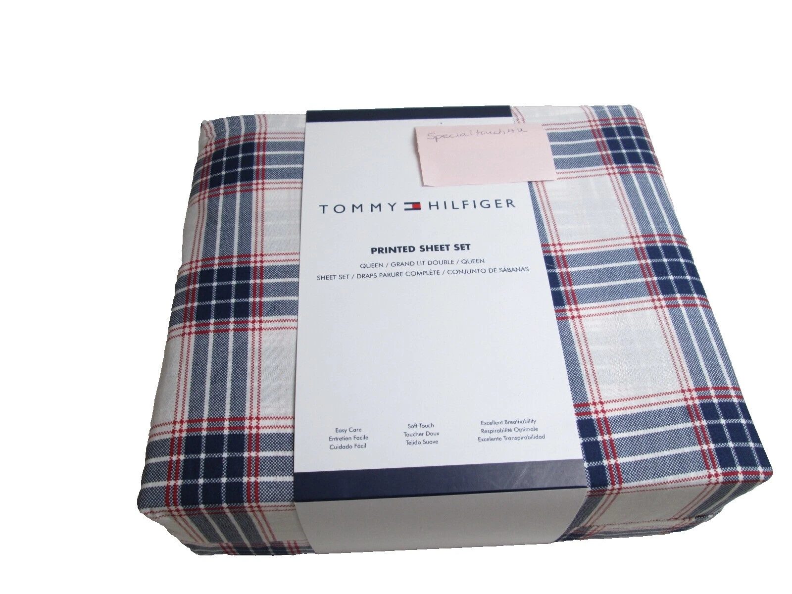 Hojas de Cama a Cuadros Tommy Hilfiger Poliéster