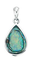 Silver and paua shell teardrop pendant