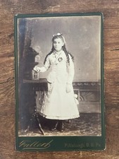 Vintage Cabinet Card. Girl in white dress by Fallert in Pittsburgh, Pennsylvania