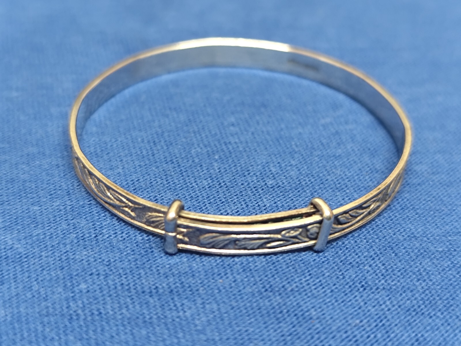 Solid Silver Christening Bangle / Silver Bracelet… - image 1