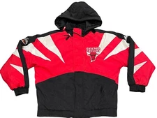 90s Rare Chicago Bulls Apex One Hooded Starter Puffer Jacket Sz Med *Read Dscpr