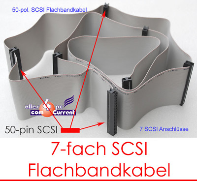 50-PIN SCSI CABLE KABEL 7x DEVICES 50-PIN 7x 50-PIN 1,5 METER FLACHBANDKABEL K52