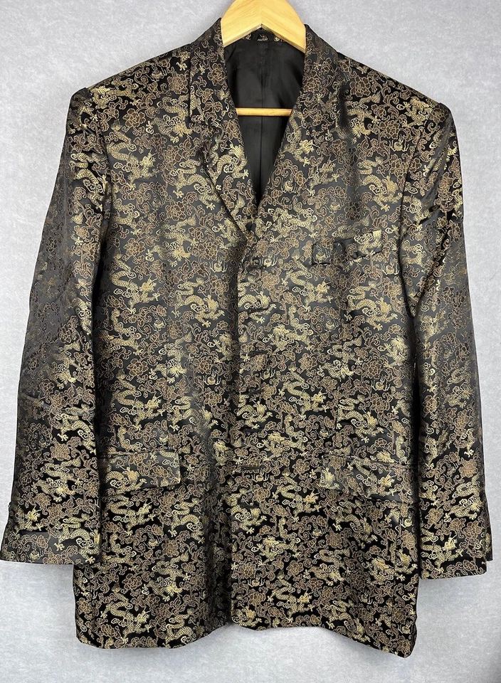 Chaqueta Blazer Griffin Melbourne Para Hombre Diseño Personalizado Talla Mediana Patrón Dragón Foto 2 de 4