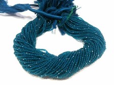 5 Strands London Blue Topaz Round Faceted 2-2.5mm Gemstone Hydro Beads 13"inch