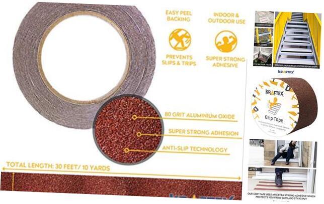 Grip Tape [” x 30ft] Anti Slip Tape for Stair Runners for Wooden Steps 4 Brown