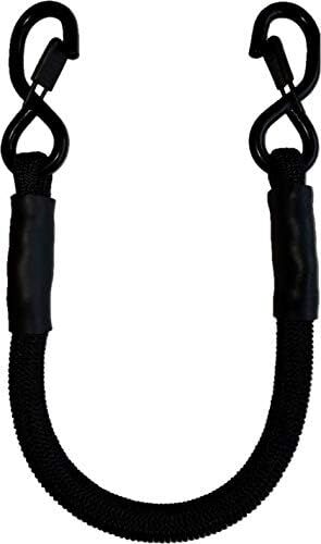 SuperBungee Black 1-FT Cord with 2 Steel Spring-Clip Rubber-Coated Hooks 3433B