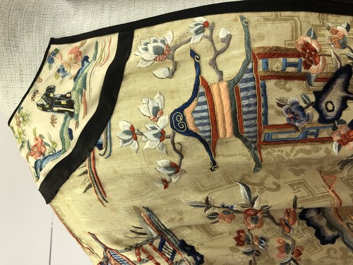 Vintage 19th Century Qing Dynasty Chinese Silk Microembroidered Robe Jacket - Picture 9 of 10