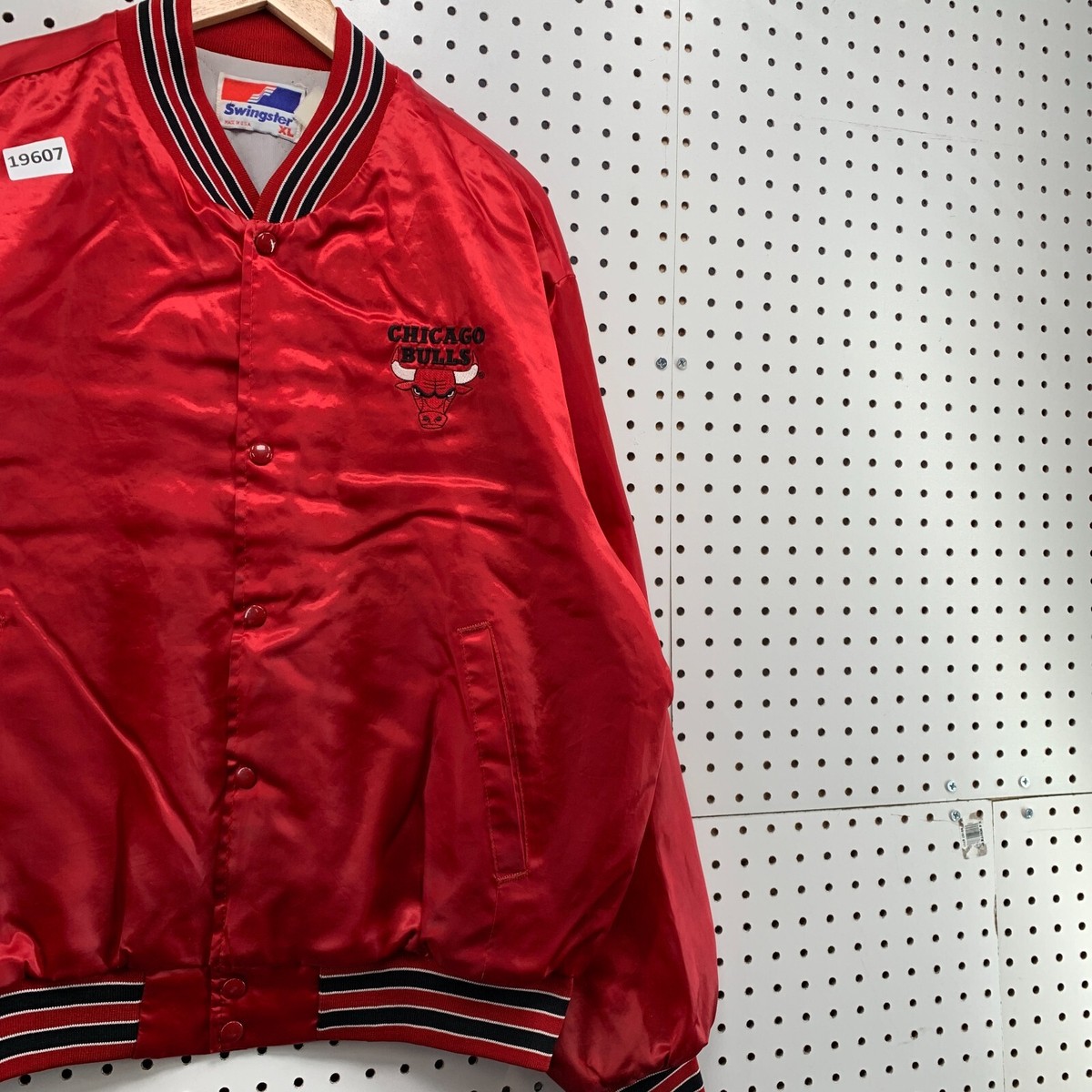 Vintage 80s Chicago Bulls Satin Snap Jacket Mens XL Red