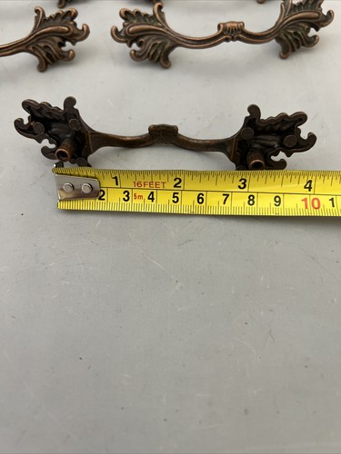 3x AJAX 990 French Provincial CABINET DRAWER Pulls Copper Brass 70s Shabby Chic - 第 4/11 張圖片