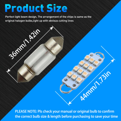 Map Dome Trunk Light Bulbs 2-Pack 44mm LED - Xenon White, Replace 561 ...