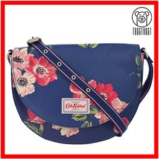 Cath Kidston Cross Body Shoulder Bag Saddle Curved Floral Matte Oilcloth CK20