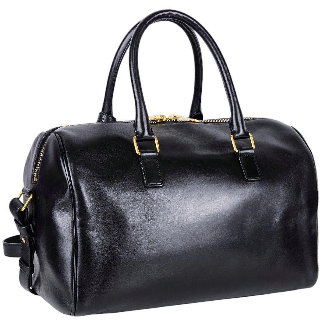 Saint Laurent Boston Handbag Shoulder Bag 2way Leather Black Saint Laurent Boston Handbag Shoulder Bag 2way Leather Black